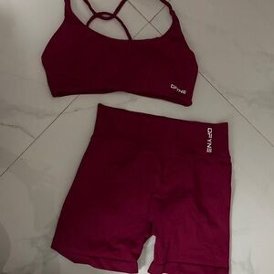 DFYNE Women's Burgundy Top and Shorts Set